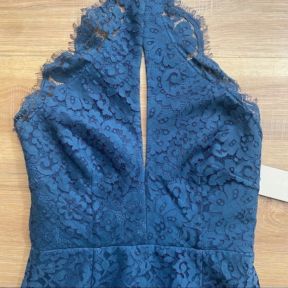 𝅺Keepsake | Navy Sublime Dreams Halter Lace Dress - Picture 4 of 7